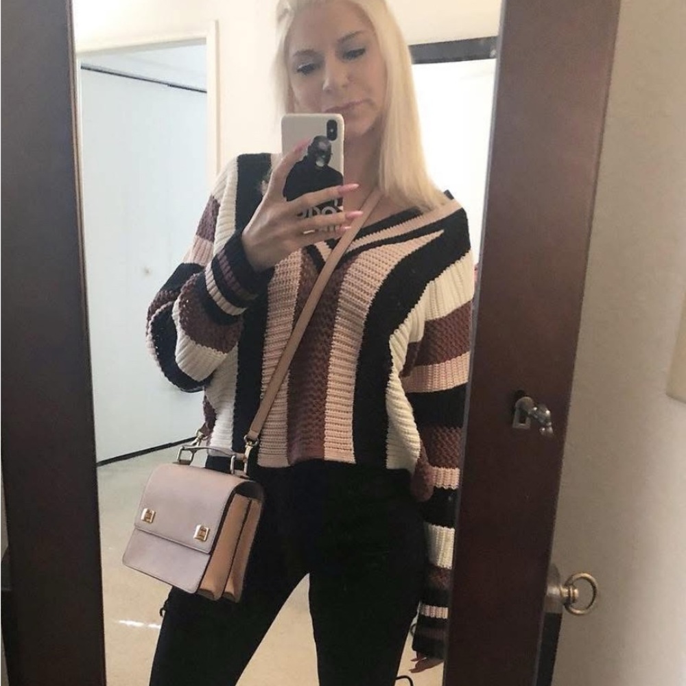 EXPRESS | Striped V-Neck Sweater